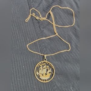 Gold Ship Pendant Necklace